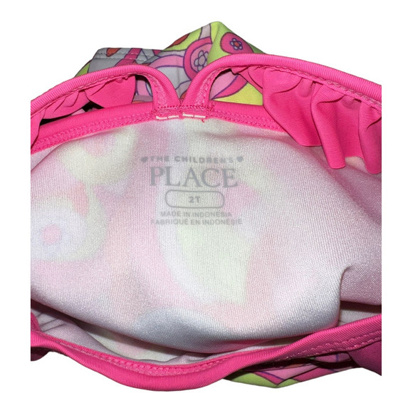 *Final Sale*| children’s place | NWT paisley Neon Pink One Piece Swimsuit 2T - Picture 7 of 7